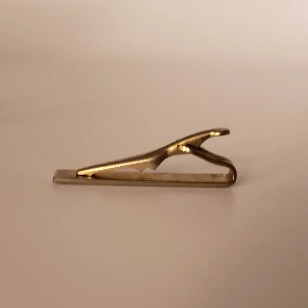 Vintage Swank Men's Gold Tone Cuff Links Tie Clip Set Square Art Deco Geometric